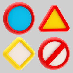 Glossy road sign templates isolated