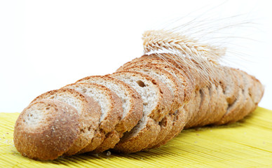 Fresh bread on a bamboo napkin.