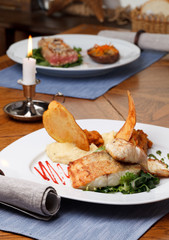 roasted pikeperch fillet with mashed potatoes