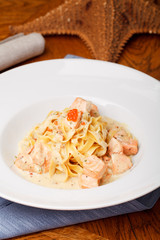 Fettuccine with salmon