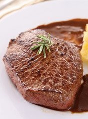 grilled beef and sauce