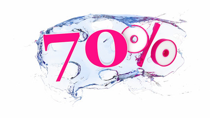 Summer sale or discount tags 70 percent water splash