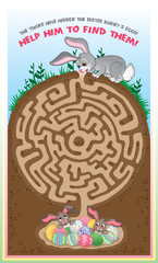 Obraz premium Easter bunny maze for kids! Find the easter eggs!