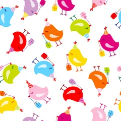 Seamless Pattern Birthday Birds White Background © Jan Engel