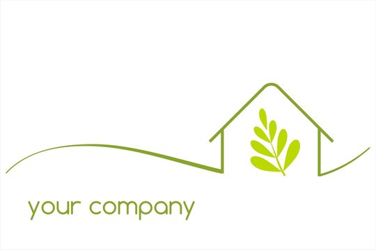 Home , leaves, green Eco friendly business logo design
