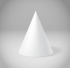 White cone on grey scene
