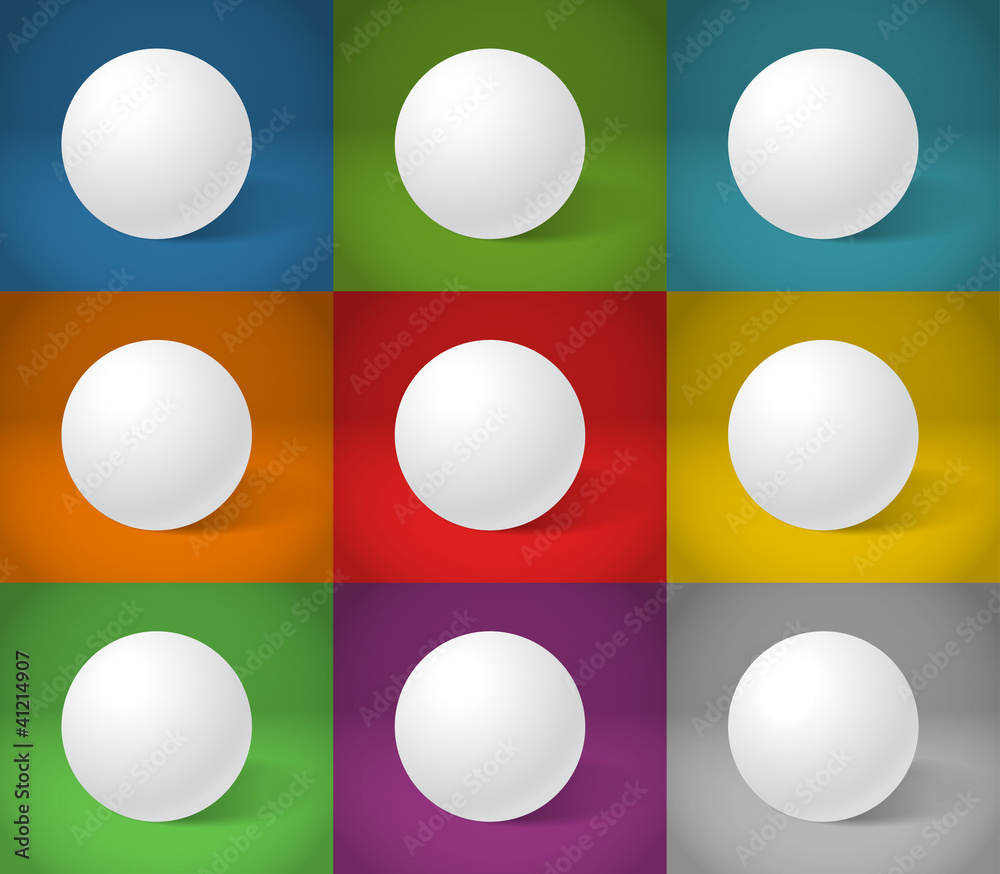 Poster white sphere on different color backgrounds