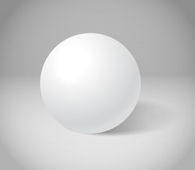 White sphere on grey scene