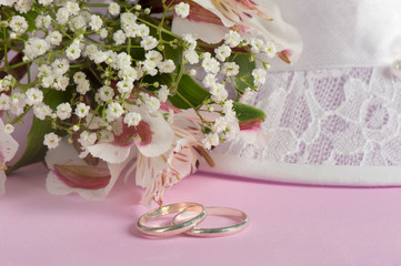 Arrangement with flowers and candy boxes