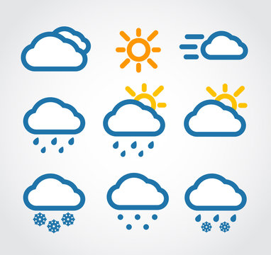 Color Weather conditon icons collection