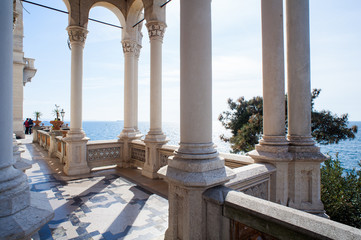 Columns, Miramare castle in Trieste - obrazy, fototapety, plakaty