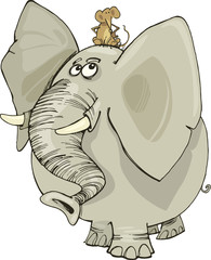 Naklejka premium elephant with mouse