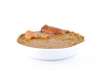 Isolated lentil dish.
