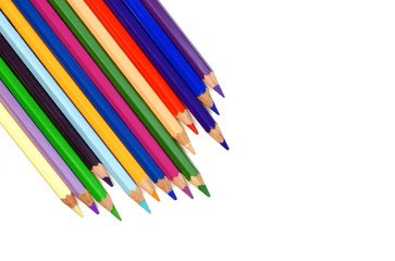 Color pencils on white background