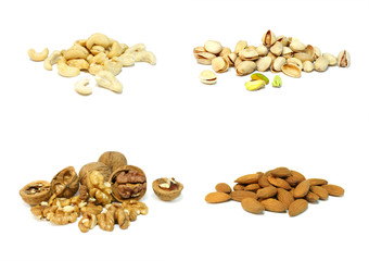 Nuts. pistachios, walnut, cashew, almonds