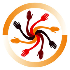 Rotating hands design vector.