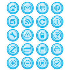 Glossy blue icon set for web websites