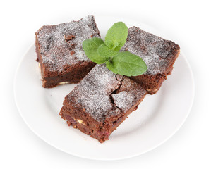 brownie on plate decoread with mint