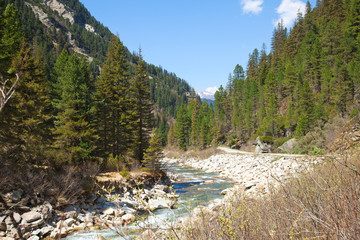 Mountains and river in a valley