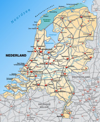Landkarte der Niederlande mit Autobahnen und Nachbarländern