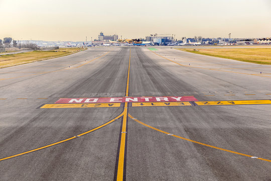 runway at  Barajay Airport  in Madrid, Spain