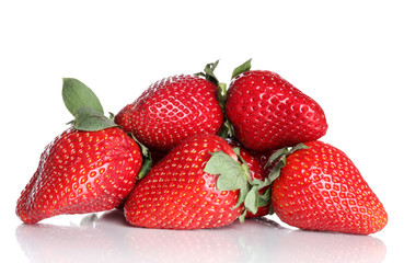 Fresh strawberries on white background