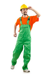 Construction worker isolated on the white