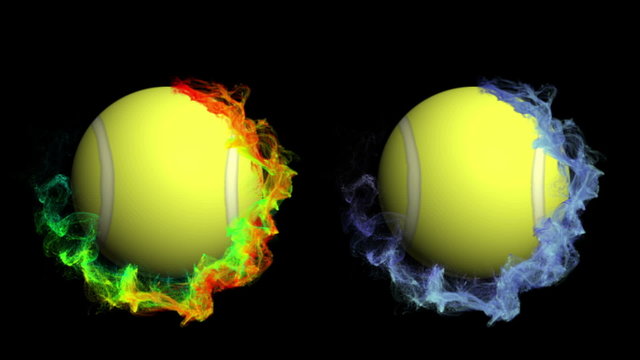 Two Tennis Ball in Particle, with Alpha Channel - HD1080