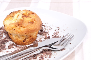 Bright muffins with chocolate pieces