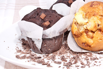 Mixed muffins on a plate