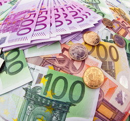 Viele Euro Geldscheine
