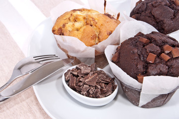 Mixed homemade muffins on a plate