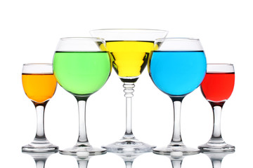 alcoholic cocktails isolated on white