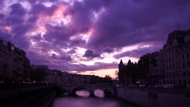 sunset after Paris city