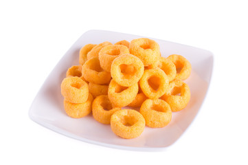 cheesy ring isolated on white background.