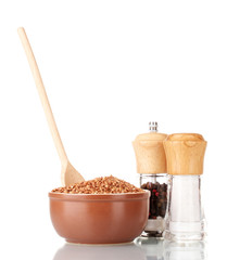 Raw buckwheat isolated on white