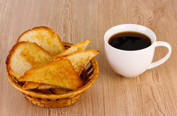 Classical breakfast. Coffee and toasts
