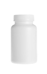 white pill bottle on white background