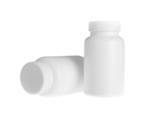white pill bottle on white background