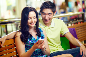 Couple with smart-phone