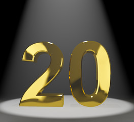 Fototapeta na wymiar Gold 20th Or Twenty 3d Number Representing Anniversary Or Birthd