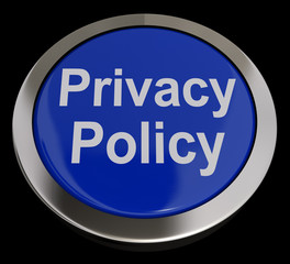 Privacy Policy Button In Blue Showing Company Data Protection Te