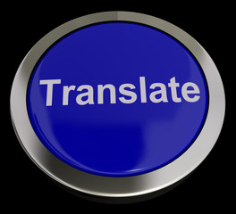 Translate Button In Blue Showing Online Translator