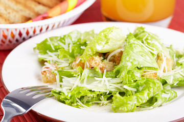 The Caesar salad prepared on the classical recipe