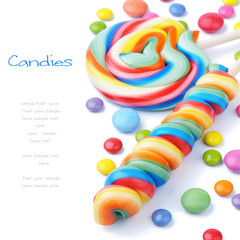 Colorful lollipops and smarties