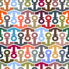 Seamless  pattern with stylized anchors