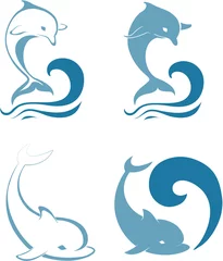 Cercles muraux Dauphins Silhouettes des dauphins