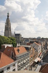 Fototapeta na wymiar a shopping street in Breda, holland, seen from above