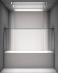 Fototapeta premium 3d glass showcase and niche for exhibit in the gallery