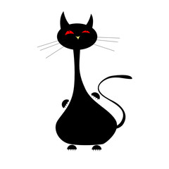 cat black funny illustration vector